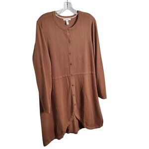 Isaac Mizrahi Live! Sz 1X Cardigan Long A-Line Button Front Sweater Dress Jacket